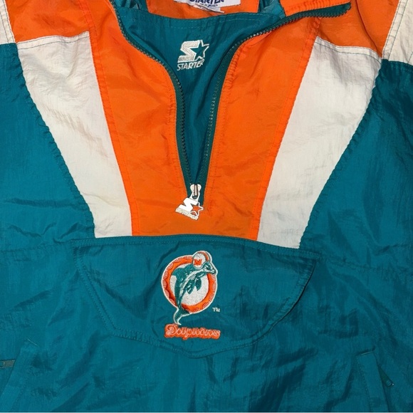 Vintage 90s NFL Pro Line Miami Dolphins Quarter Zip Puffer Parka Jacket  Size L - Picture 4 of 16